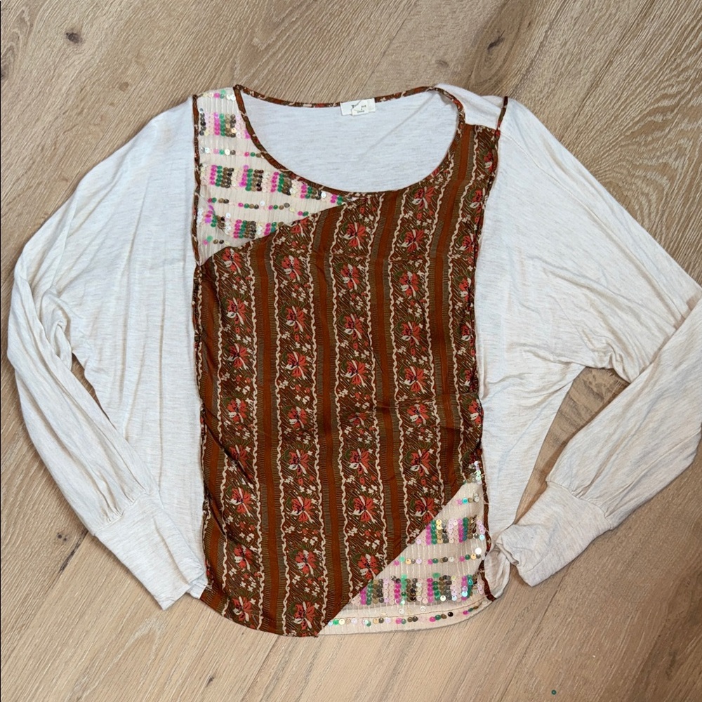 Anthropologie Tiny Bohemian Patchwork Long Sleeve Top